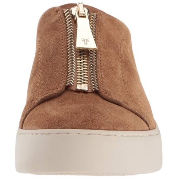 Frye Lena Zip Tan Suede Mules - Picture 12 of 12